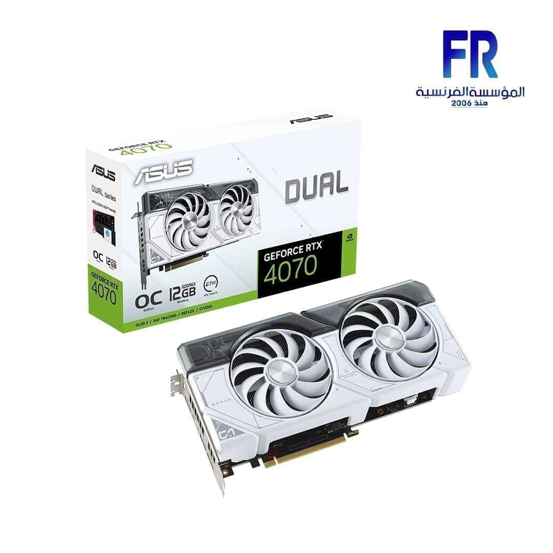 كرت شاشة اسوس Dual RTX 4070 ابيض OC Edition 12Gb GDDR6X 192Bit