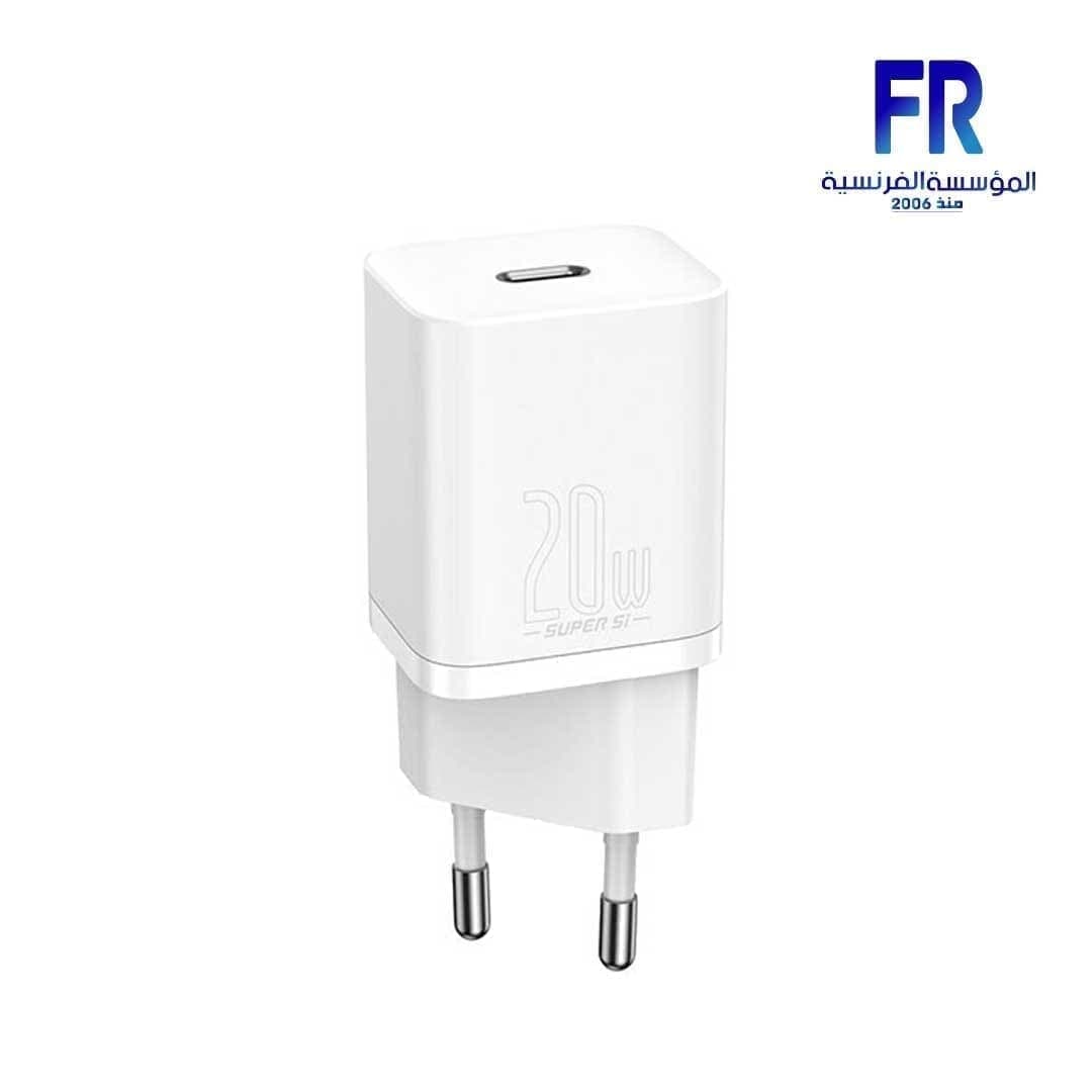 شاحن سريع صغير بيسوس GaN5 mini 1C بقدرة 20 وات EU - أبيض