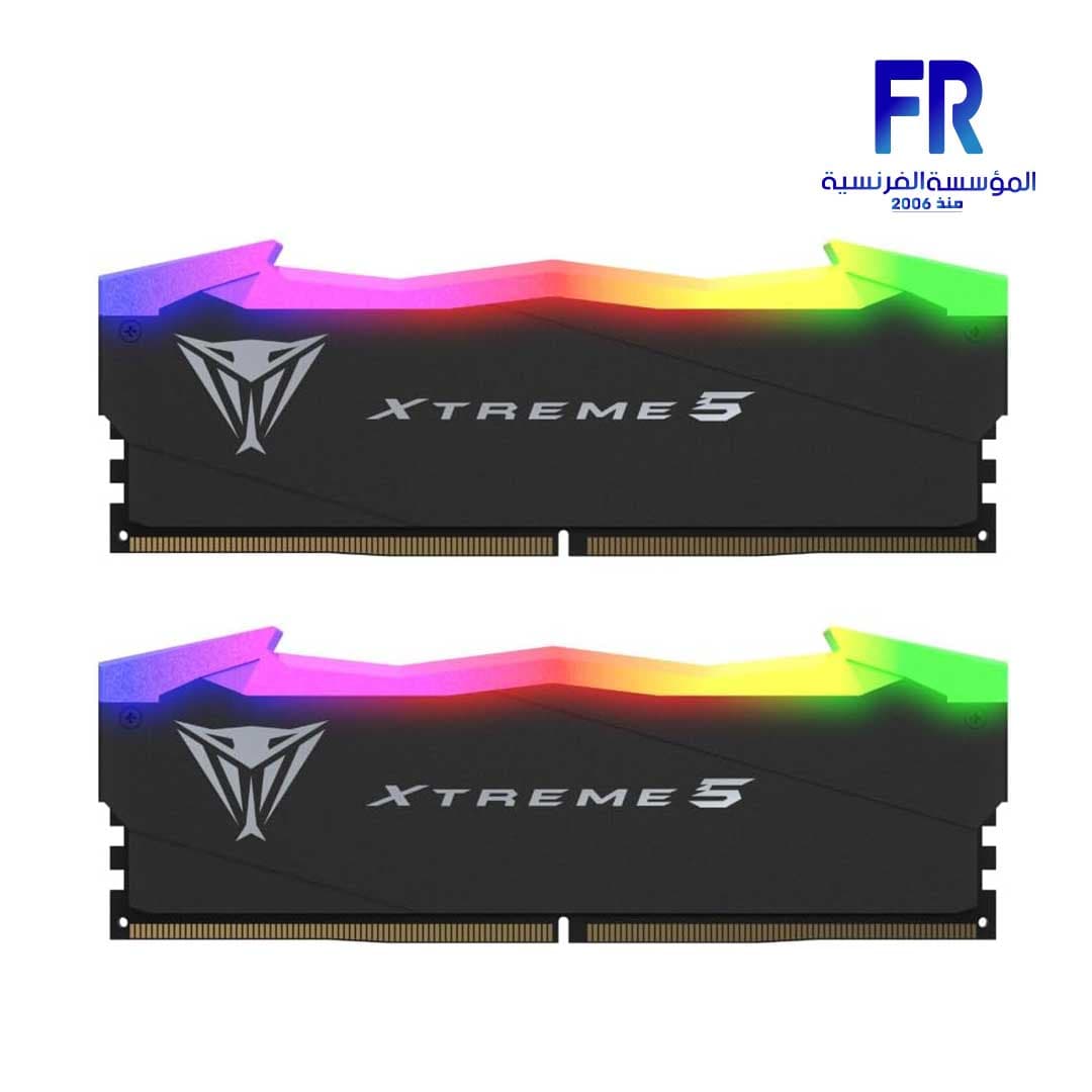رامات Patriot Xtreme 5 RGB سعة 32GB (2x16GB) DDR5 بتردد 8000Mhz للكمبيوتر المكتبي