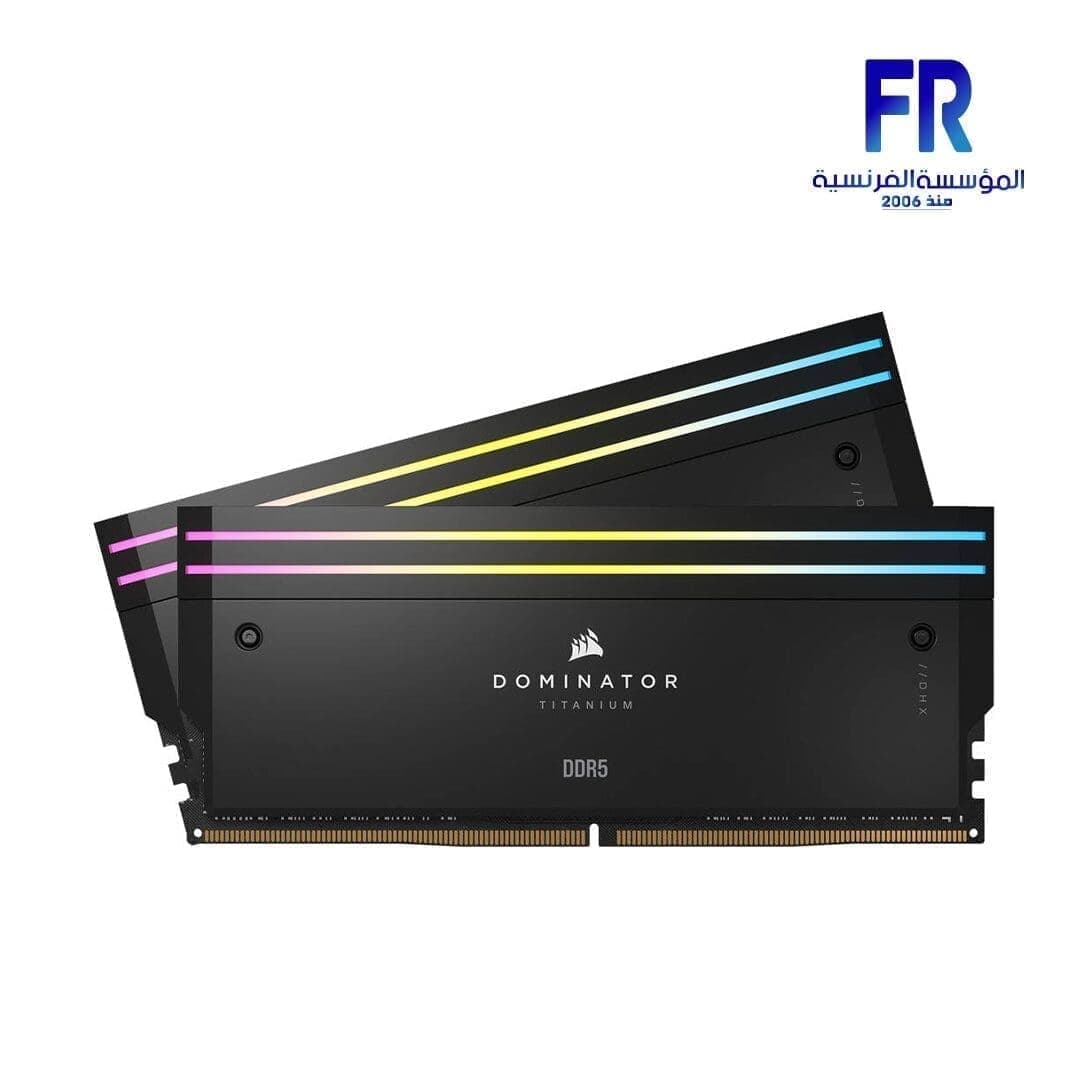 رام ديسكتوب كورسير Dominator Titanium RGB سعة 96GB (2x48GB) DDR5 سرعة 6400Mhz CL32 لون أسود