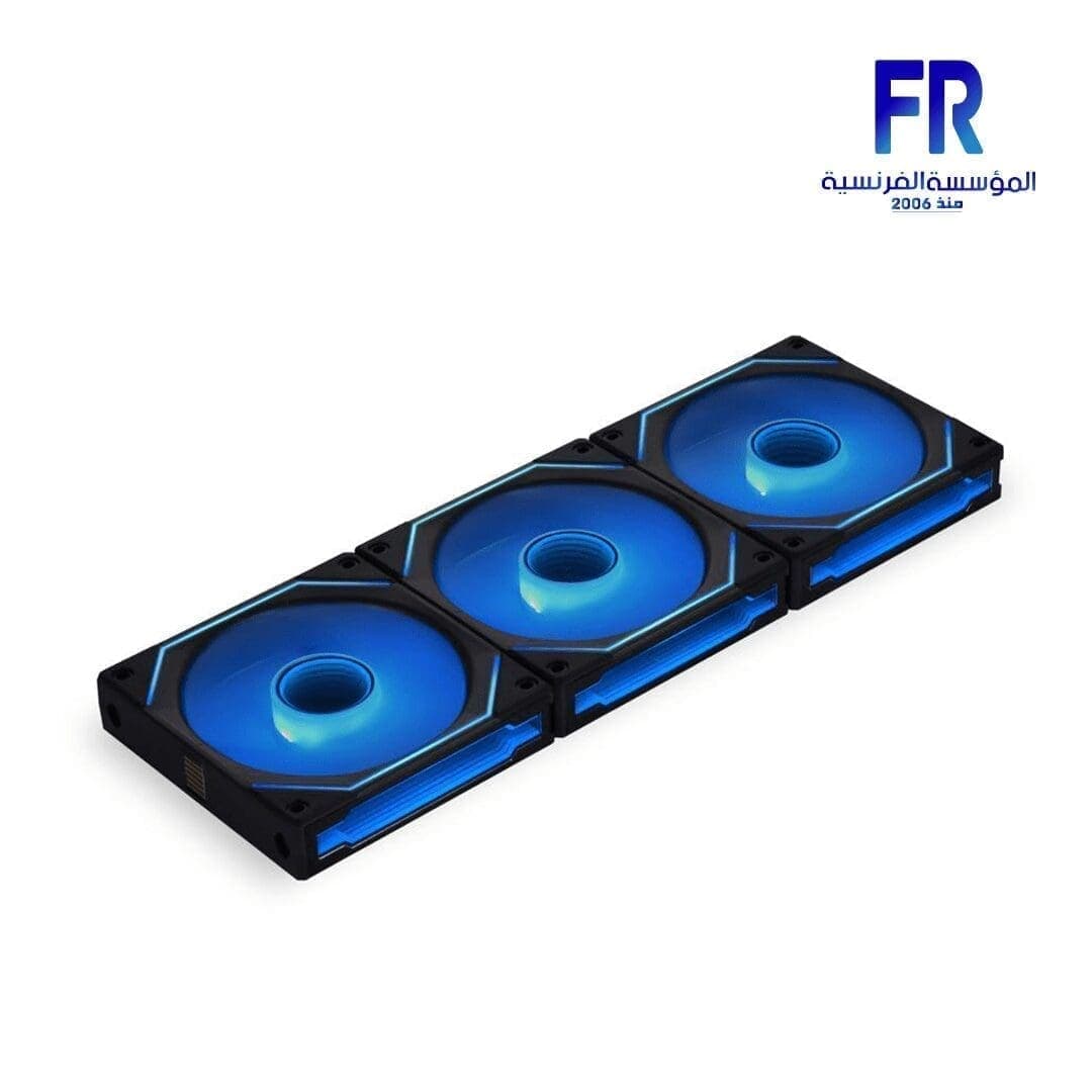مراوح ليان لي UNI FAN SL-INF 120MM، RGB، توصيل متسلسل، لون أسود، 3 مراوح مع وحدة تحكم