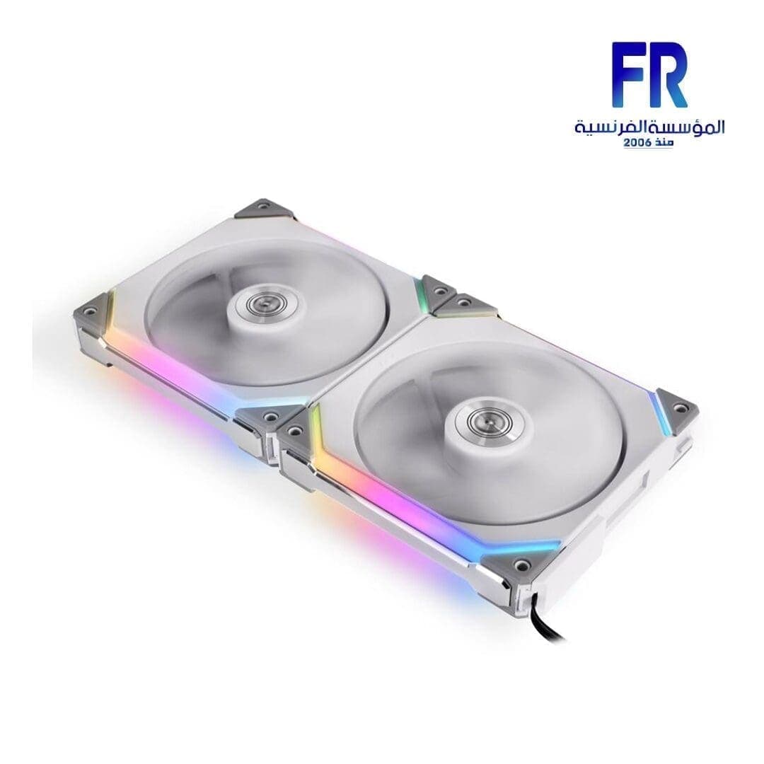 مراوح كيس Lian Li UNI FAN SL140 140MM RGB عدد 2 مع وحدة تحكم لون أبيض
