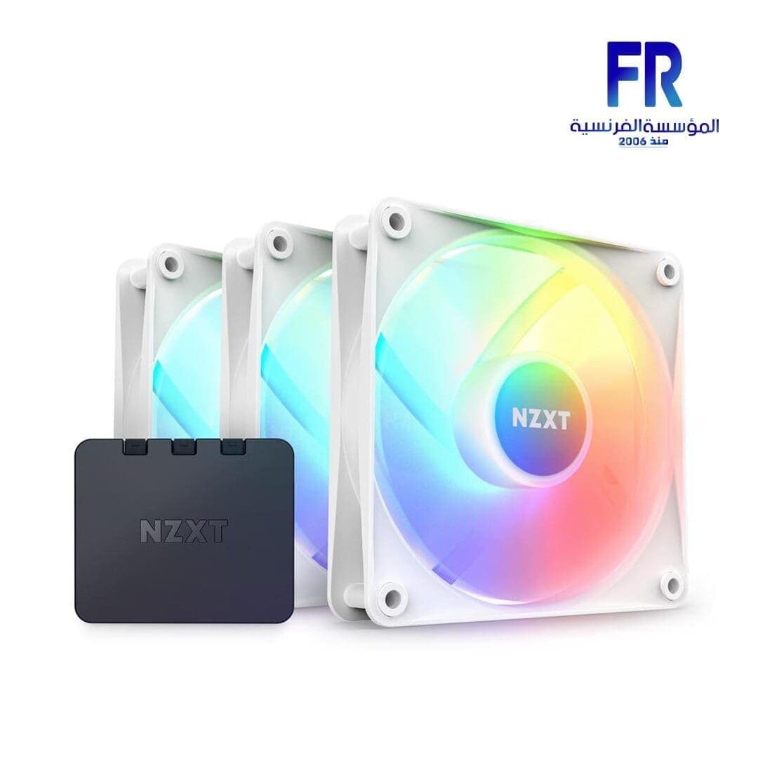 مجموعة 3 مراوح Nzxt F120RGB Core مقاس 120MM بيضاء مع وحدة تحكم