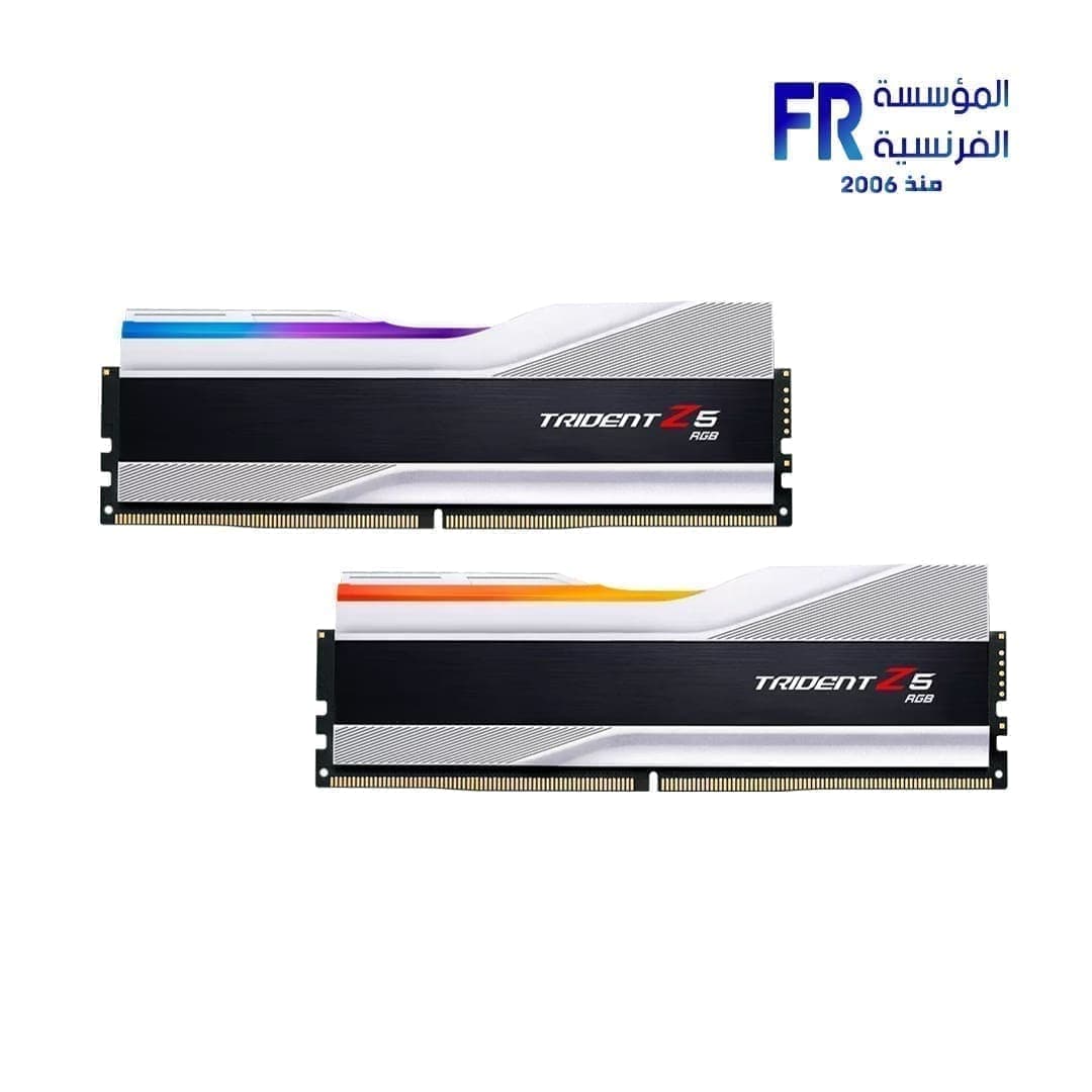 رامات ديسكتوب G Skill Trident Z5 RGB سعة 32GB (2x16GB) DDR5 بتردد 6400Mhz CL32 تدعم INTEL XMP لون أبيض