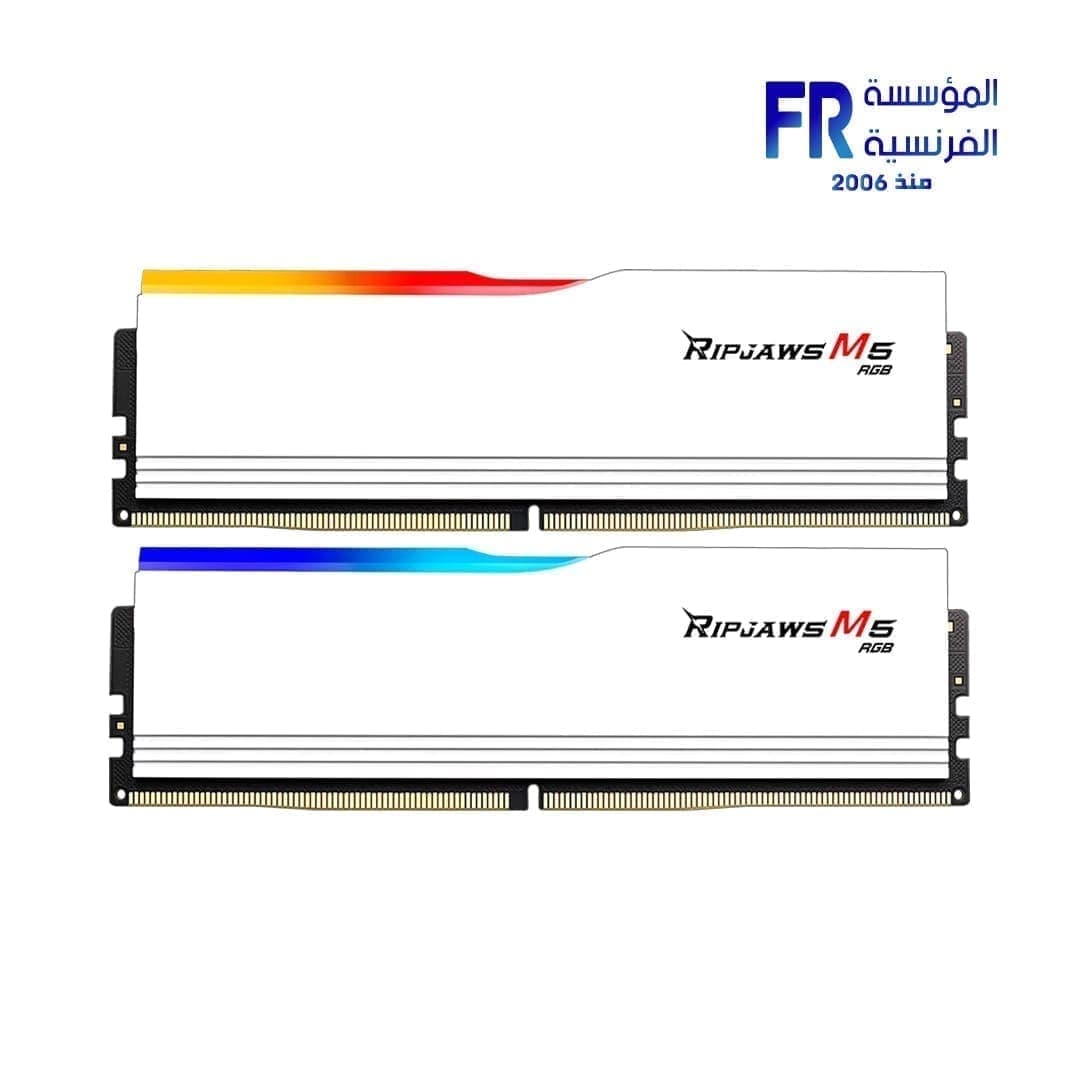رامات ديسكتوب G Skill Ripjaws M5 RGB سعة 64GB (2x32GB) DDR5 بتردد 6400Mhz CL32 - أبيض