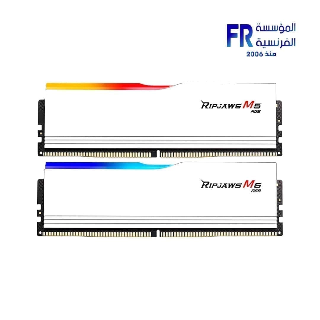 رامات ديسكتوب G Skill Ripjaws M5 RGB سعة 64GB (2x32GB) DDR5 بتردد 6000Mhz CL32 - أبيض