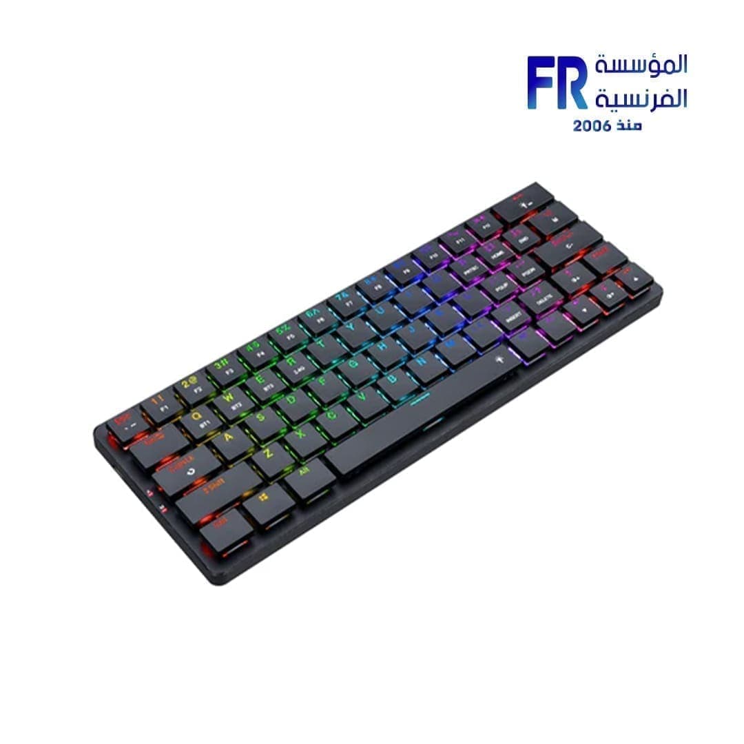 كيبورد جيمنج ميكانيكي لاسلكي Redragon Elise Pro K624P بلوتوث بإضاءة RGB وسويتش أزرق