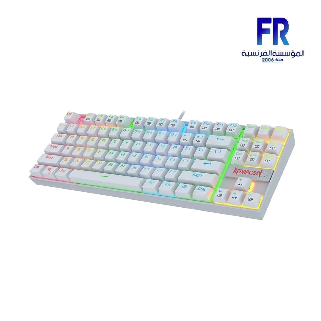 كيبورد جيمنج ميكانيكال سلكي ريدراجون Kumara K552 بإضاءة RGB وسويتش أزرق، أبيض