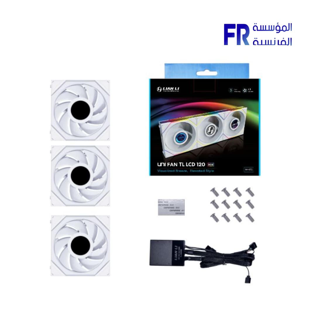 Lian Li UNI FAN TL LCD 120MM RGB White 3 Fan
