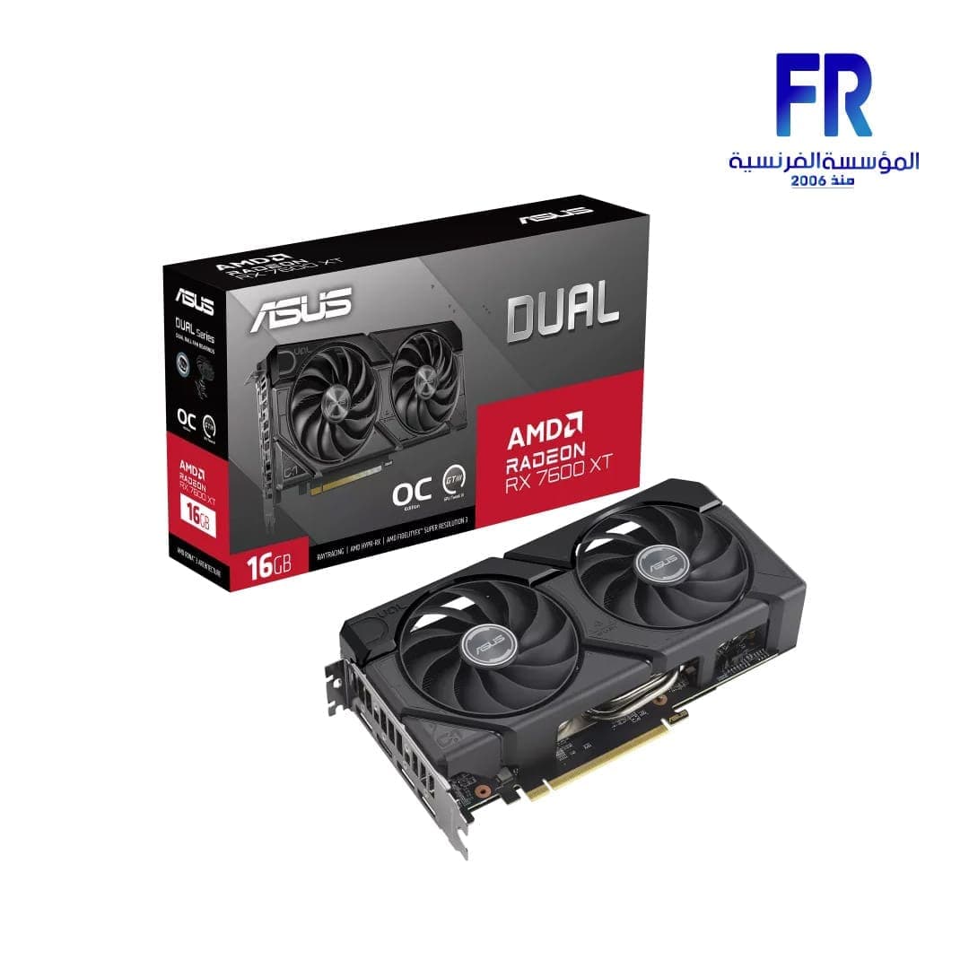 كرت شاشة اسوس Dual Radeon RX 7600 XT OC 16GB GDDR6