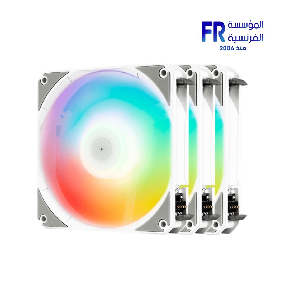 طقم 3 مراوح AeroCool Link ARGB أبيض