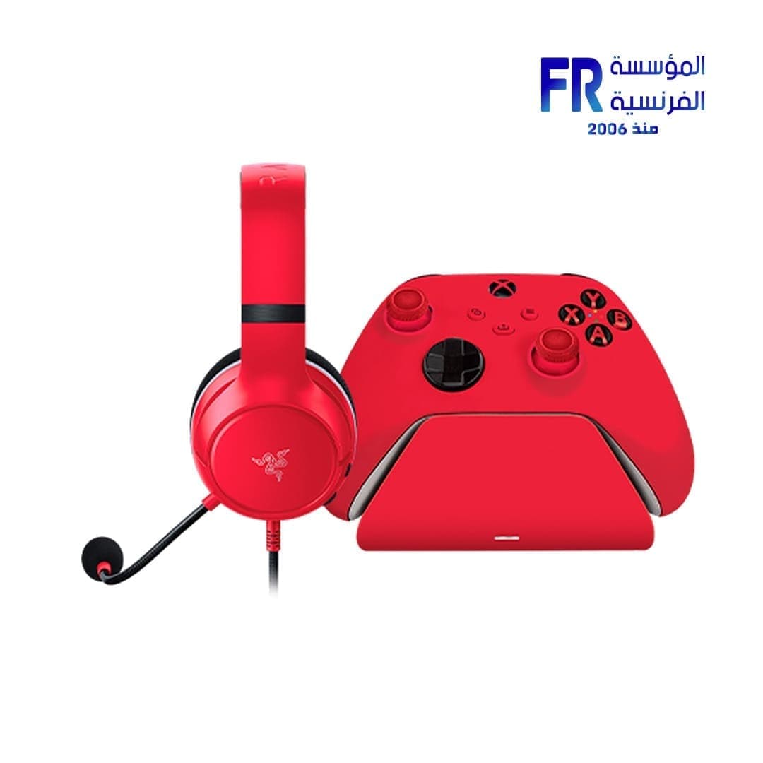 Razer Kaira X for XBOX Gaming Headset And Universal Quick Charging Stand for Xbox Pulse Red Duo Bundle