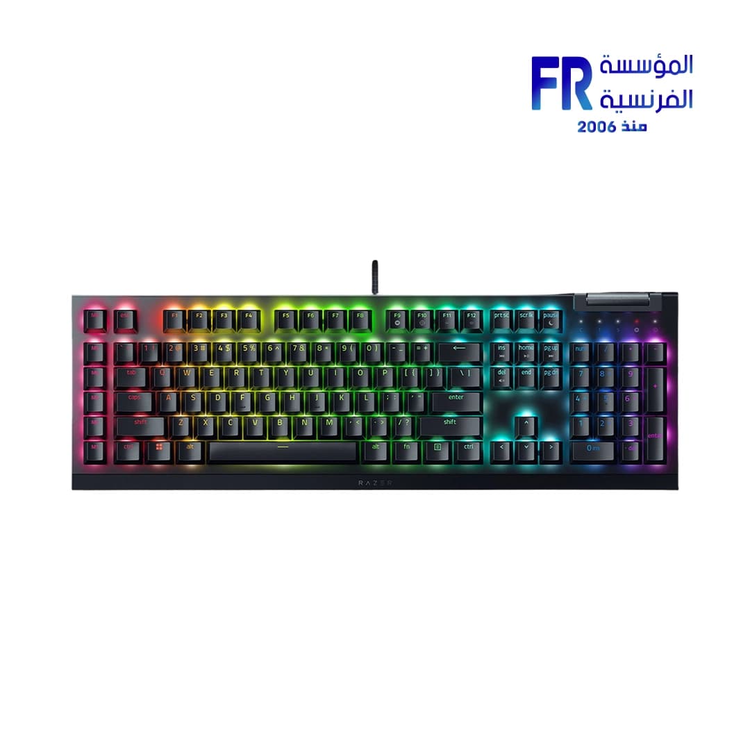 كيبورد جيمنج ميكانيكال سلكي ريزر BlackWidow V4 X سويتش اخضر عربي