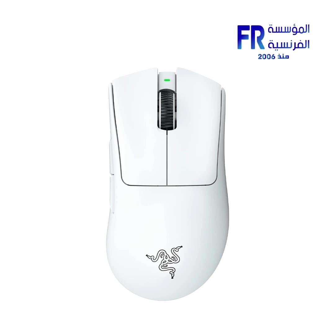 ماوس ريزر DeathAdder V3 Pro جيمنج لاسلكي خفيف الوزن أبيض بقاعدة كلاسيكية