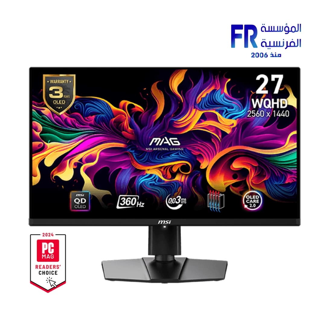 شاشة جيمنج ام اس اي MAG 271QPX QD مقاس 27 بوصة، 240Hz، 0.03Ms، 2K، OLED