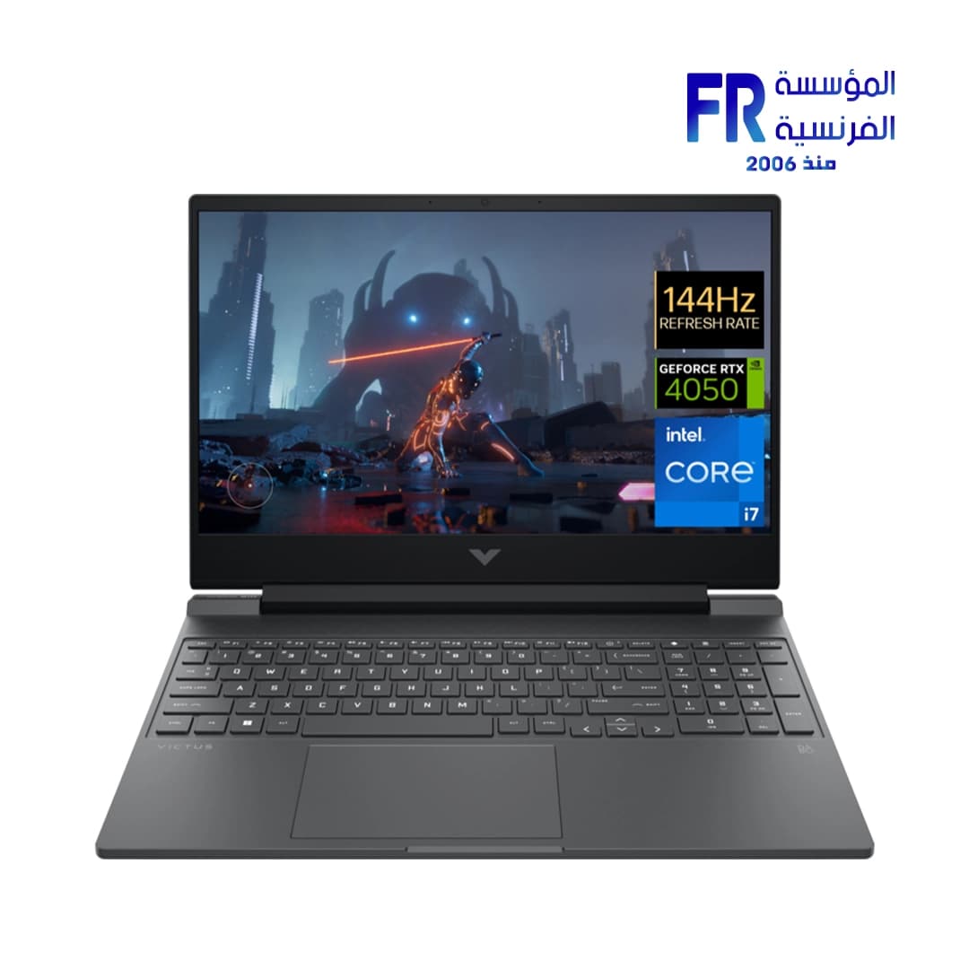 لابتوب اتش بي بمعالج Intel Core I7 13700H بـ 14 نواة، رام 16GB، هارد 512GB SSD، كرت شاشة Nvidia RTX 4050 6GB، شاشة 15.6 بوصة FHD 144Hz، لون فضي