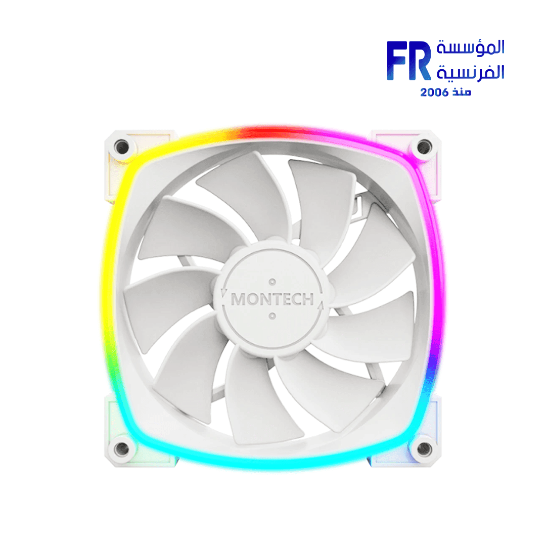 مروحة تبريد Montech RX120 PWM Reverse Blade 120mm RGB لون أبيض