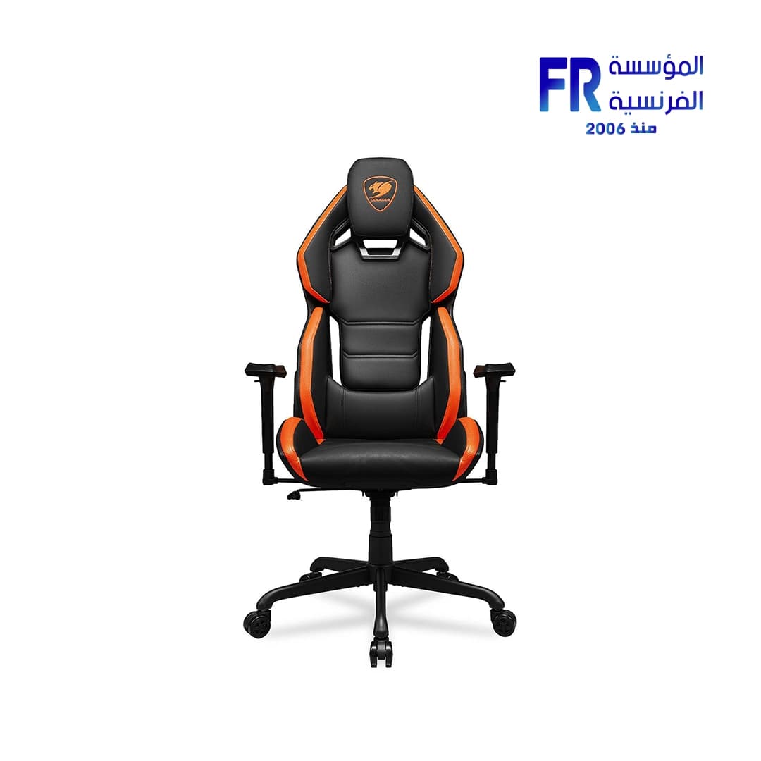 كرسي جيمنج Cougar Hotrod لون أسود في برتقالي