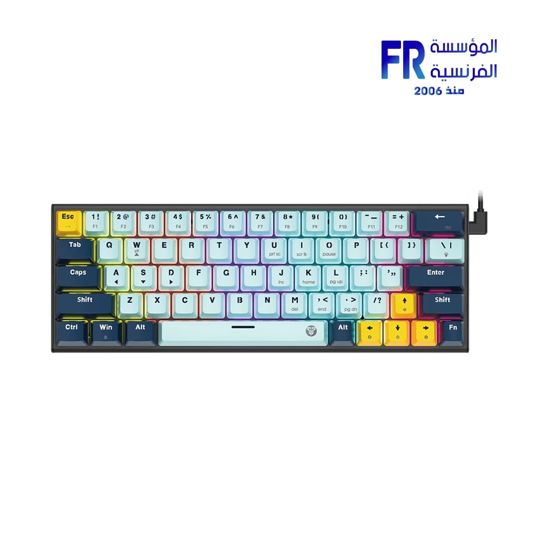 كيبورد ميكانيكال سلكي فانتيش Atom 63 MK874 V2 Mizu Edition بسويتشات حمراء - لون سماوي