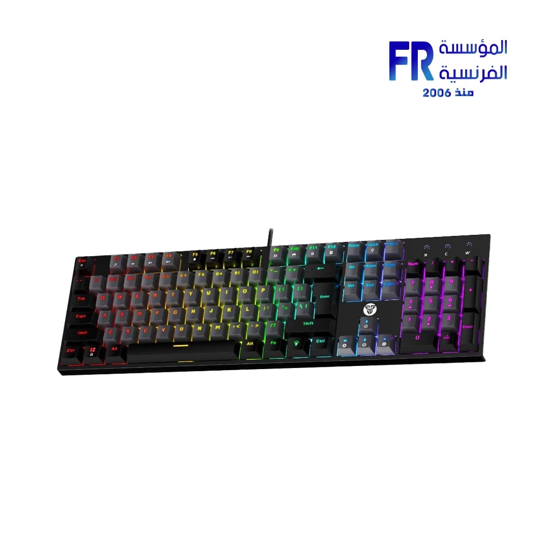 كيبورد ميكانيكال سلكي فانتيش Atom MK886 RGB بسويتشات زرقاء - لون رمادي