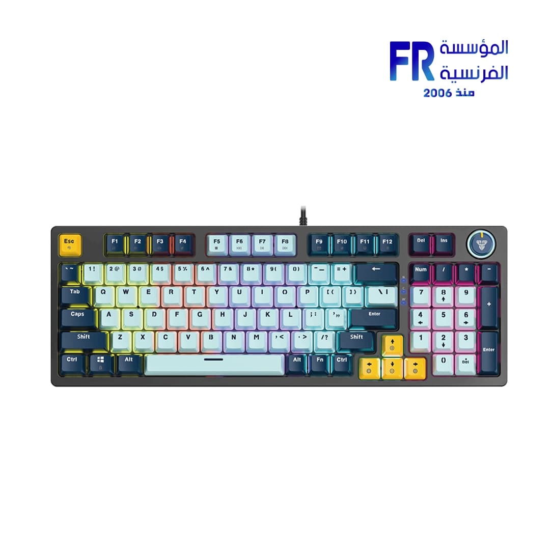 كيبورد ميكانيكال سلكي فانتيش Atom 96 MK890 V2 بسويتشات زرقاء - لون سماوي