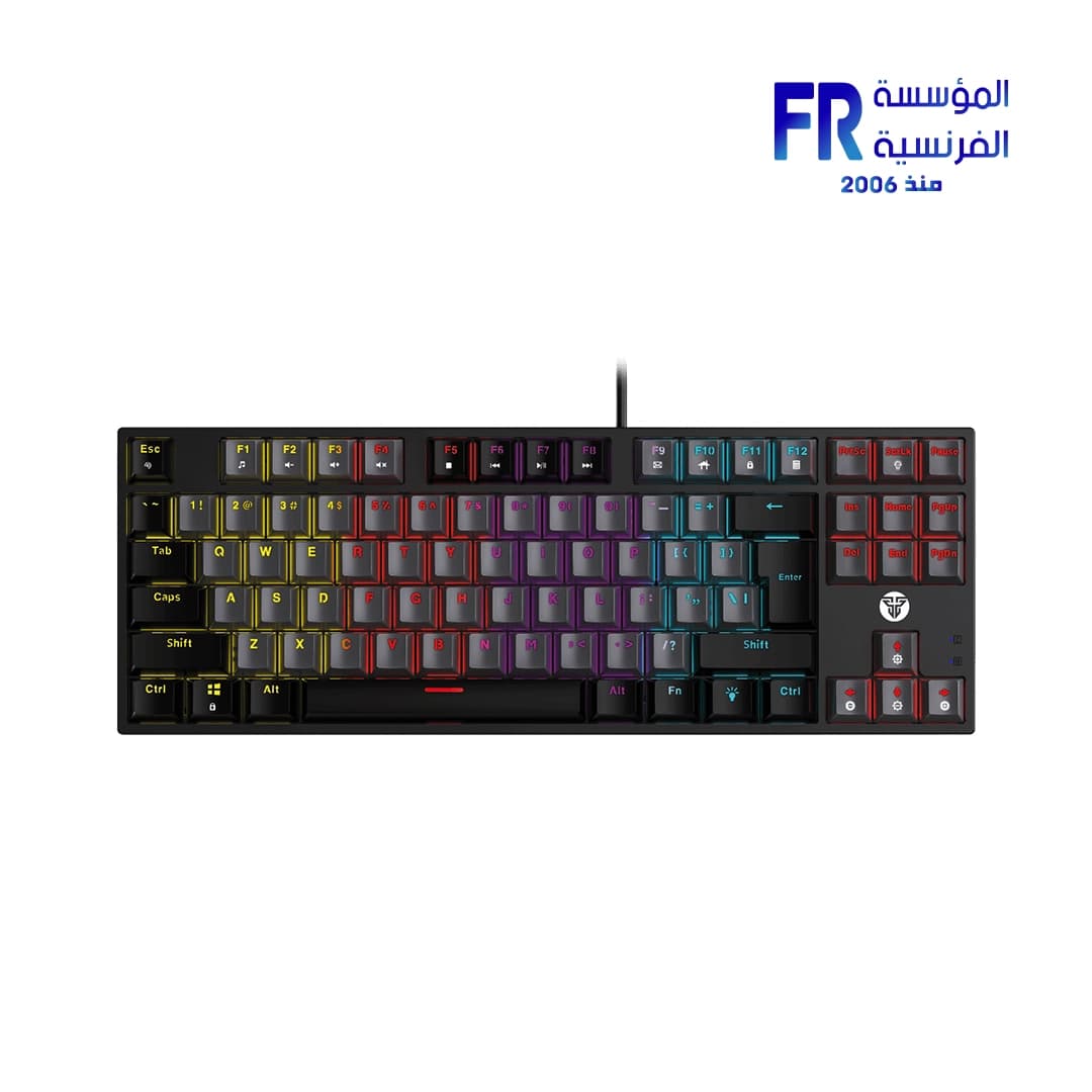 كيبورد ميكانيكال سلكي فانتيش Atom TKL MK876 V2 RGB بسويتشات زرقاء - لون رمادي