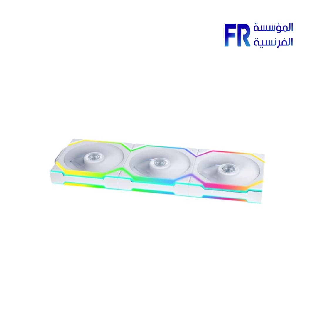 مروحة Lian Li UNI Fan SL لاسلكية LCD 120 Reverse Blade ARGB عدد 3 مراوح أبيض مع وحدة تحكم لاسلكية 2.4 GHz