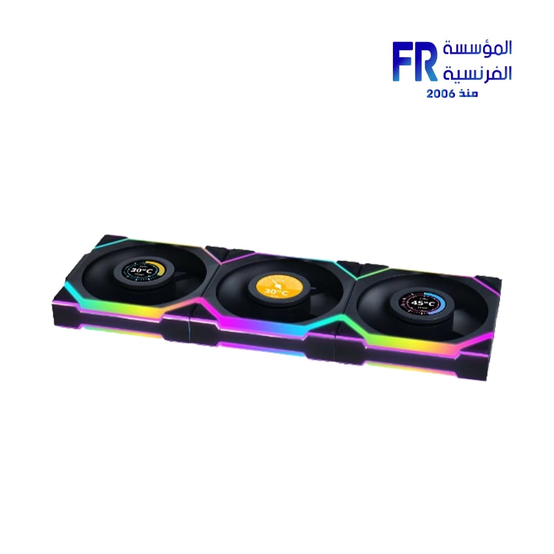 مروحة Lian Li UNI Fan SL لاسلكية LCD 120 Reverse Blade ARGB عدد 3 مراوح أسود مع وحدة تحكم لاسلكية 2.4 GHz