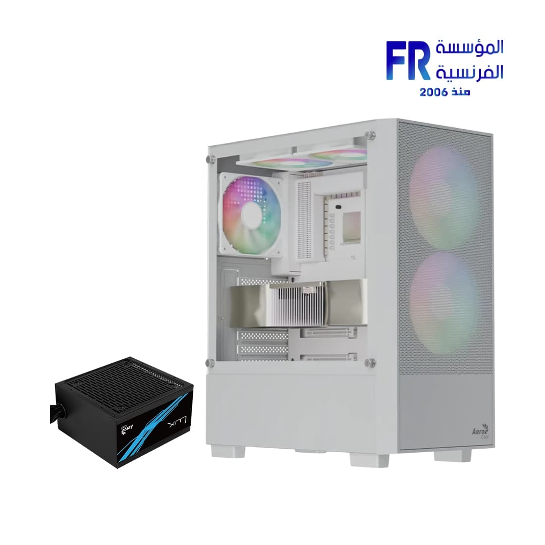 Aerocool B508A Argb Flow + Lux 650w 80 Plus Bronz White Mid Tower Case