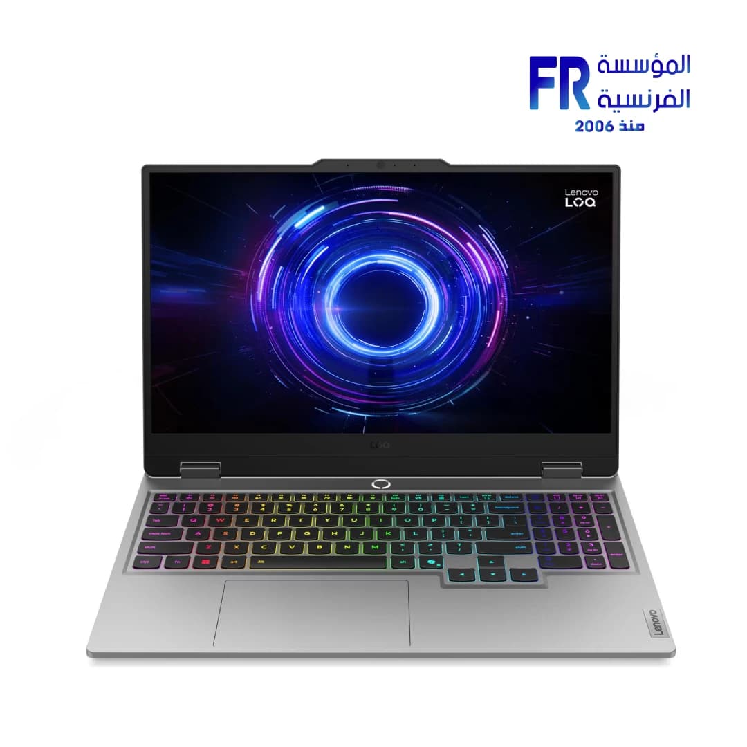 Lenovo LOQ 15IRX10 83JE00NFED Intel Core i7 13700HX 24GB DDR5 4800MHz RAM 512GB NVMe SSD NVIDIA GeForce RTX 5060 8GB GDDR7 15.6 Inch FHD 144Hz IPS 300nits Arabic Keyboard Windows 11 Home SL Luna Grey 2 Years Warranty Gaming Laptop