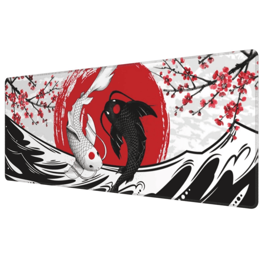 PAD MOUSE BLACK WHITE YIN YANG KOI FISH 30*80 2MM