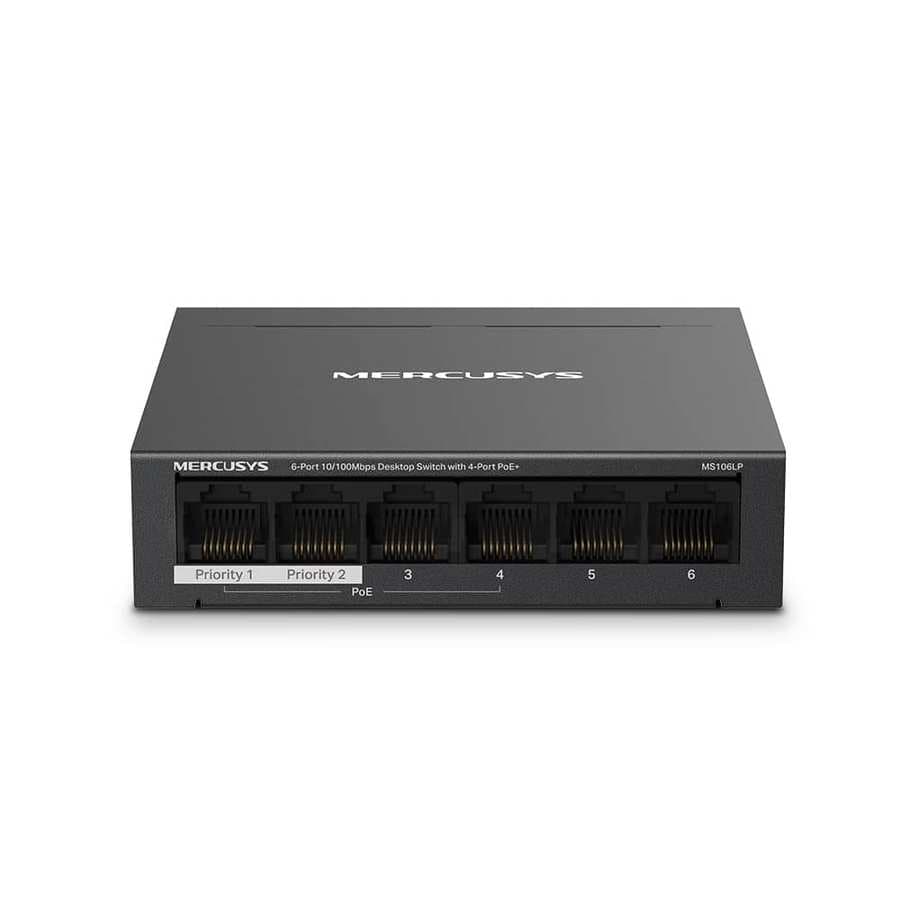 MERCUSYS 6-Port 10/100Mbps Desktop Switch with 4-Port PoE – MS106LP