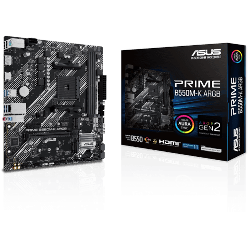 ASUS PRIME B550M-K ARGB | AM4 | DDR4 | PCIe 4.0 | mATX Motherboard