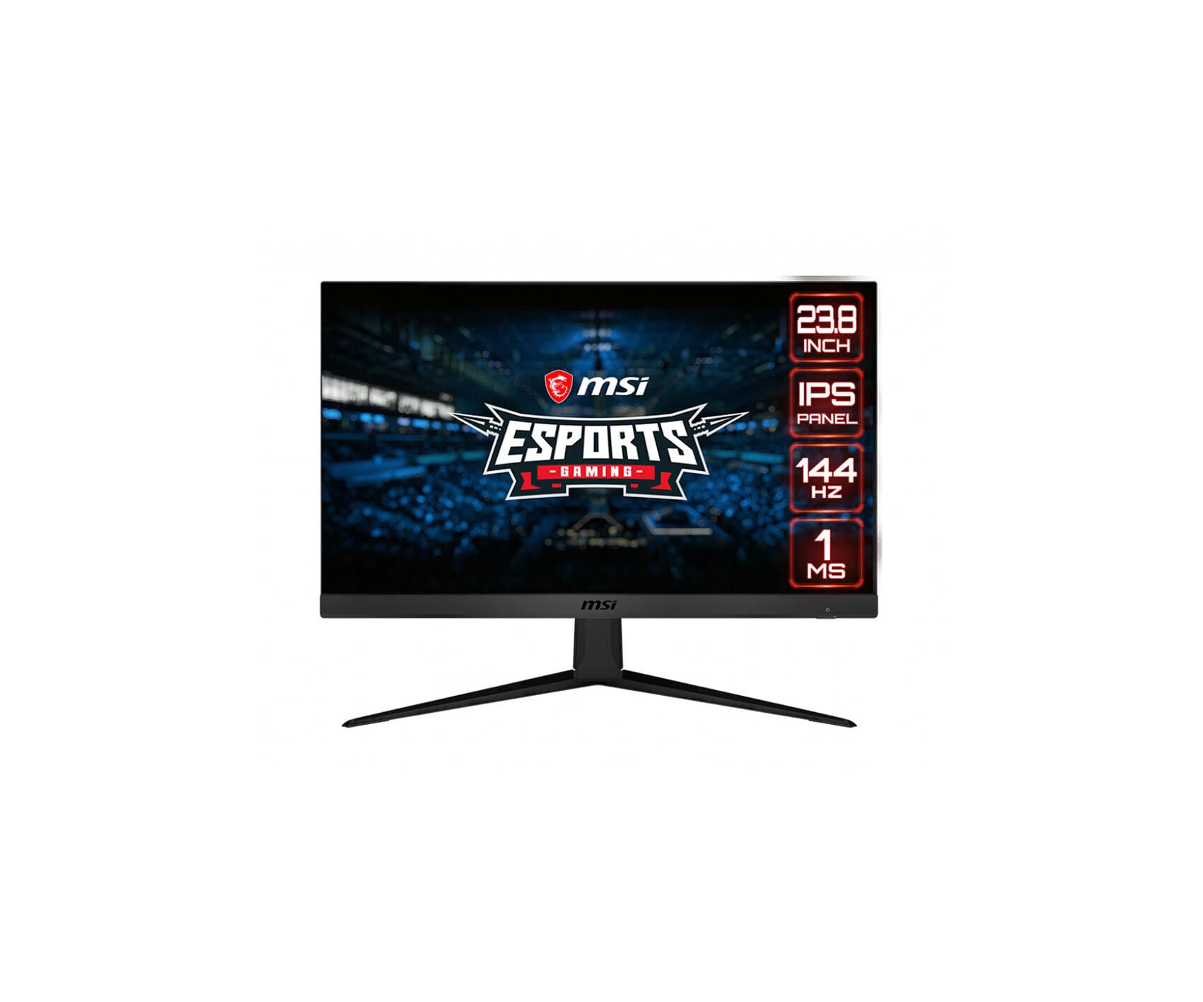 MSI Optix G242 IPS Esports Gaming Monitor - 23.8 inch, 16:9 Full HD (1920x1080), 144Hz, 1ms Response Time, Less Blue Light, VESA Mounting, Display Port, HDMI