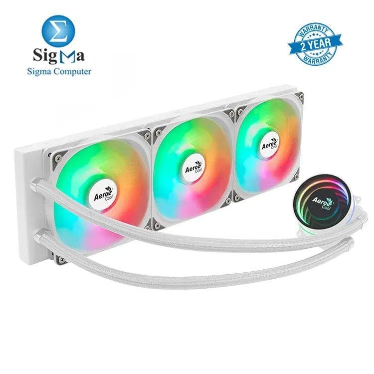AeroCool Oasis L360 360mm ARGB LIQUID COOLER 392mm radiator 300W TDP 2700RPM pump 500-2200RPM fans with 65.8 CFM airflow compatible with Intel LGA1700 and AMD AM5 sockets