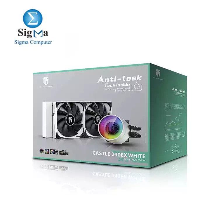 مبرد مائي للمعالج DEEPCOOL Castle 240EX، إضاءة RGB قابلة للتحكم - أبيض