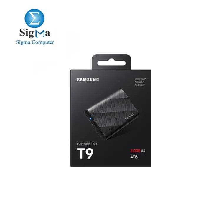 SAMSUNG T9 Portable SSD 4TB Black Up-to 2 000MB s USB 3.2 Gen2 Ideal use for Gaming Students and Professionals External Solid State Drive MU-PG2T0B AM