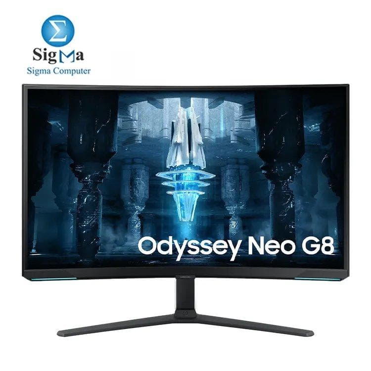 شاشة سامسونج LS32BG850NMXUE - مقاس 32 بوصة منحنية UHD VA 240Hz، 1ms، تقنية Quantum Mini-LED، HDR2000، تغطية ألوان 95% DCI-P3، FreeSync Premium Pro، HDMI 2.1، DP 1.4، حامل قابل للتعديل