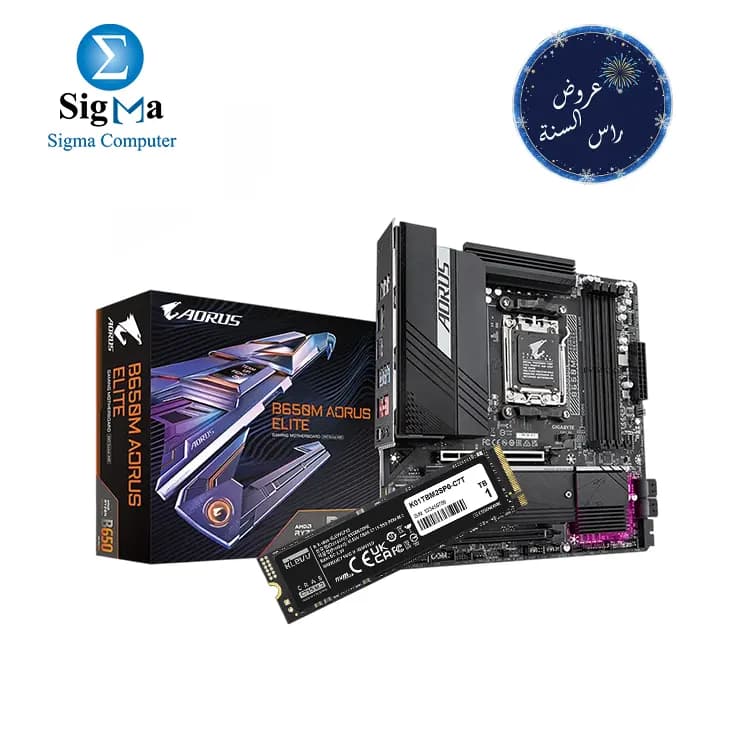 باندل لوحة أم جيجابايت B650M AORUS ELITE (rev. 1.3) مع هارد KLEVV CRAS C715 1TB M.2