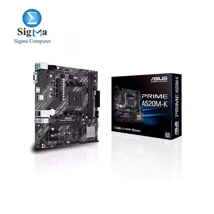 ASUS PRIME A520M-K – AMD A520 AM4 Micro-ATX Motherboard, M.2, HDMI, USB 3.2 Gen 1, 1Gb Ethernet