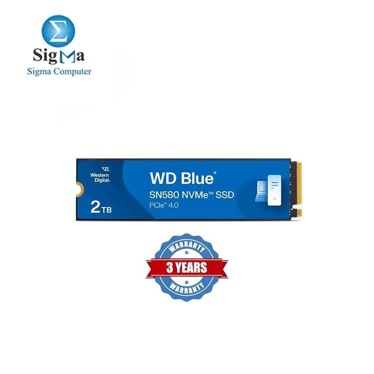 Western Digital 2TB WD Blue SN580 NVMe Internal Solid State Drive SSD - Gen4 x4 PCIe 16Gb/s, M.2 2280, Up to 4,150 MB/s - WDS200T3B0E