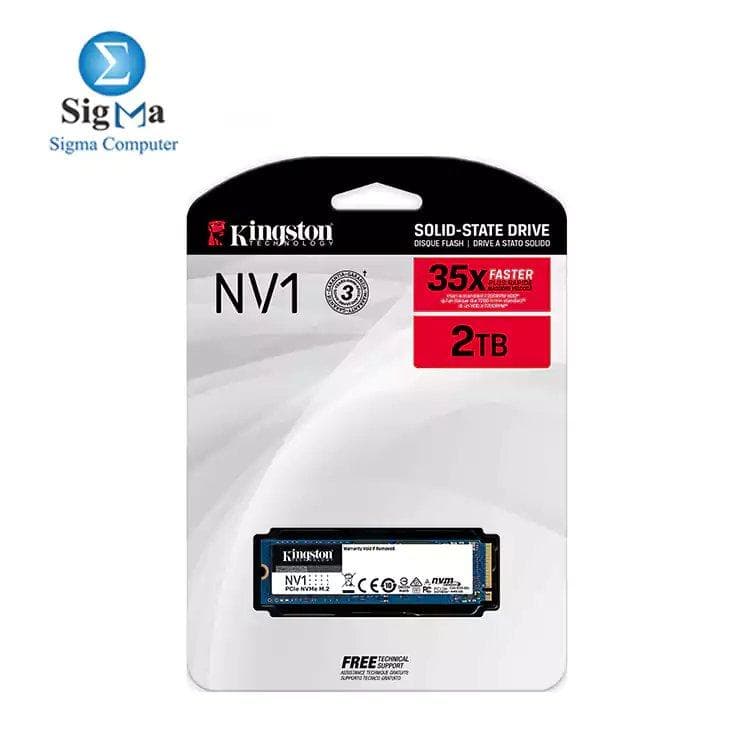هارد كينجستون NV1 داخلي سعة 2TB من نوع M.2 2280 NVMe PCIe SSD بسرعة تصل إلى 2100 MB/s SNVS 2000G