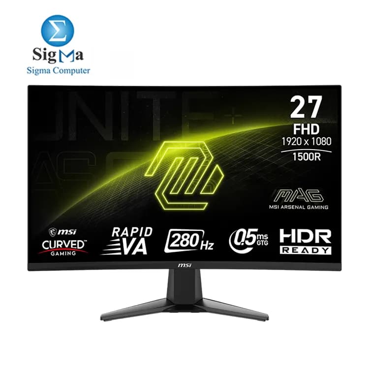 ام اس اي MAG 276CXF شاشة جيمنج منحنية 27 بوصة FHD 280 هرتز 0.5 مللي ثانية - لوحة Rapid VA، Adaptive-Sync، HDR Ready