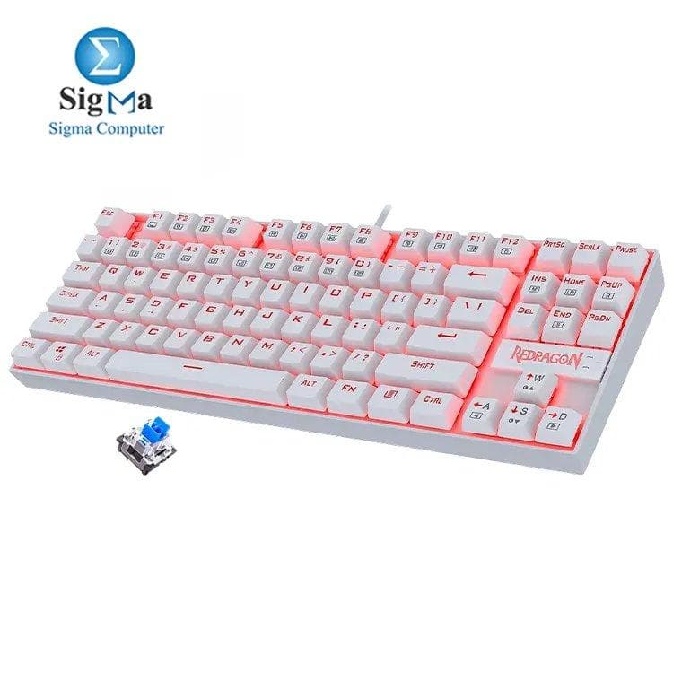 Redragon K552 KUMARA Blue Switch Red LED Backlit Mechanical Gaming Keyboard White