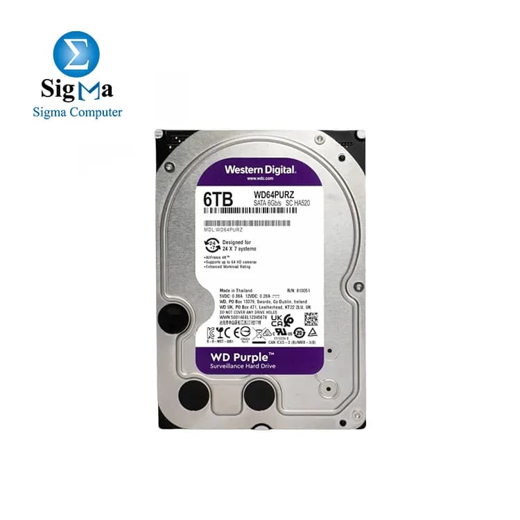 هارد ديسك ويسترن ديجيتال Purple سعة 6TB SATA