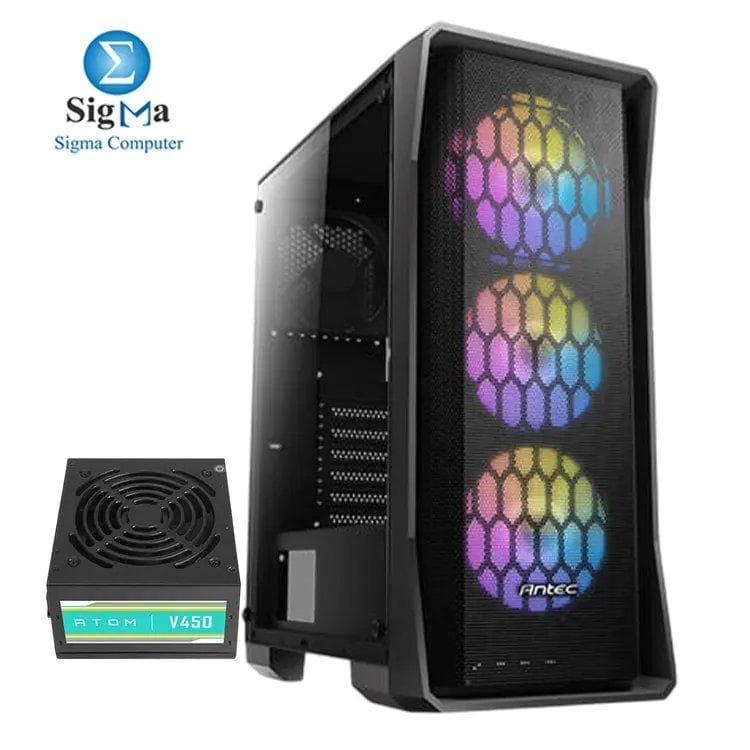 Antec NX360 Mid-Tower ATX Gaming Case with 4 Fans + Antec Atom V450 PSU