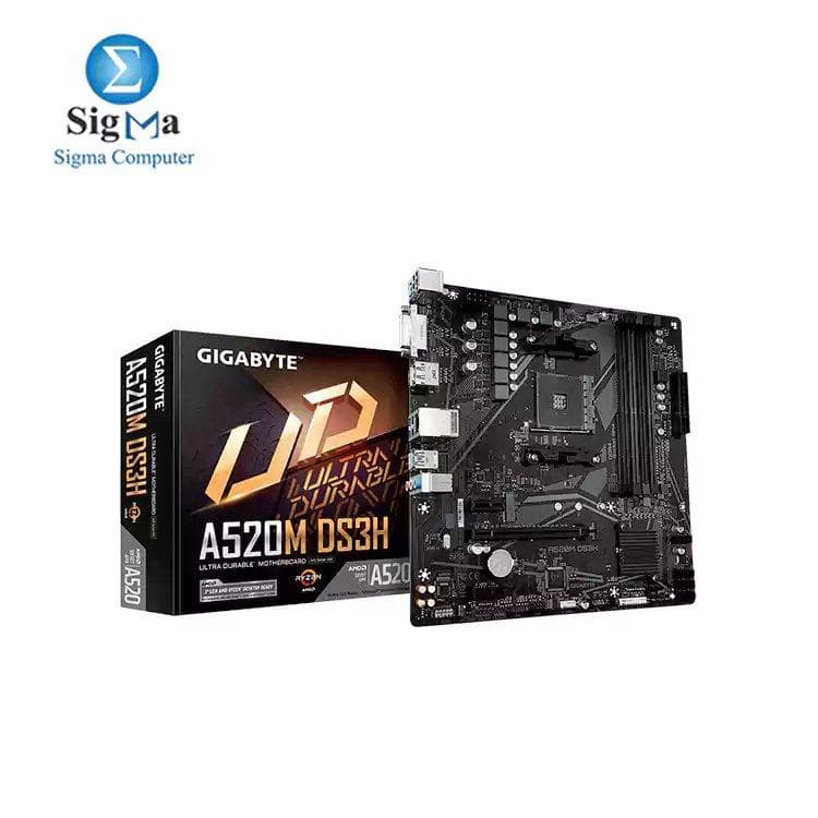 لوحة أم جيجابايت A520M DS3H (rev. 1.x) PCIe 3.0 x4 M.2, RGB FUSION 2.0, Smart Fan 5, Q-Flash Plus