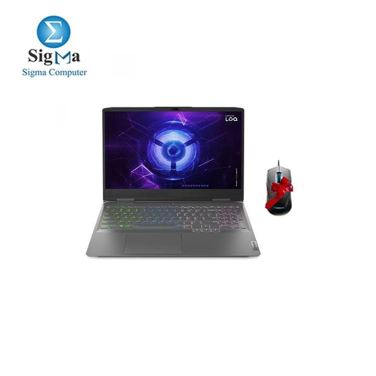 لابتوب لينوفو LOQ 15IRH8 - معالج i7-13620H، رام 16GB، هارد 512GB SSD، شاشة 15.6 بوصة IPS 144Hz، كرت شاشة RTX4050 6GB، مع ماوس M100 RGB