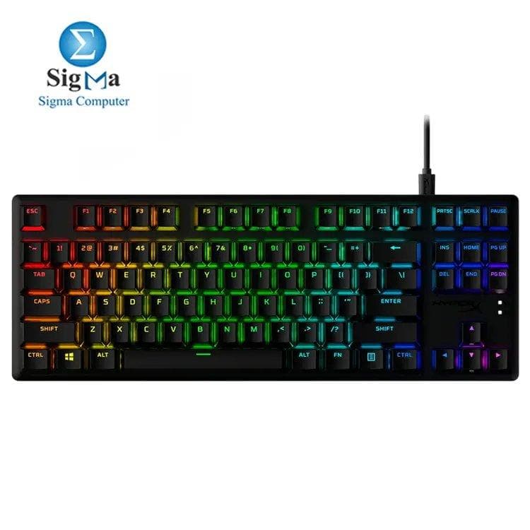 هايبر اكس Alloy Origins Core يتميز بسويتشات هايبر اكس حمراء، إضاءة RGB، معدل استجابة 1000Hz، 3 ملفات تعريف داخلية، Anti-Ghosting، وكابل مجدول قابل للفصل - 639N7AA#ABA