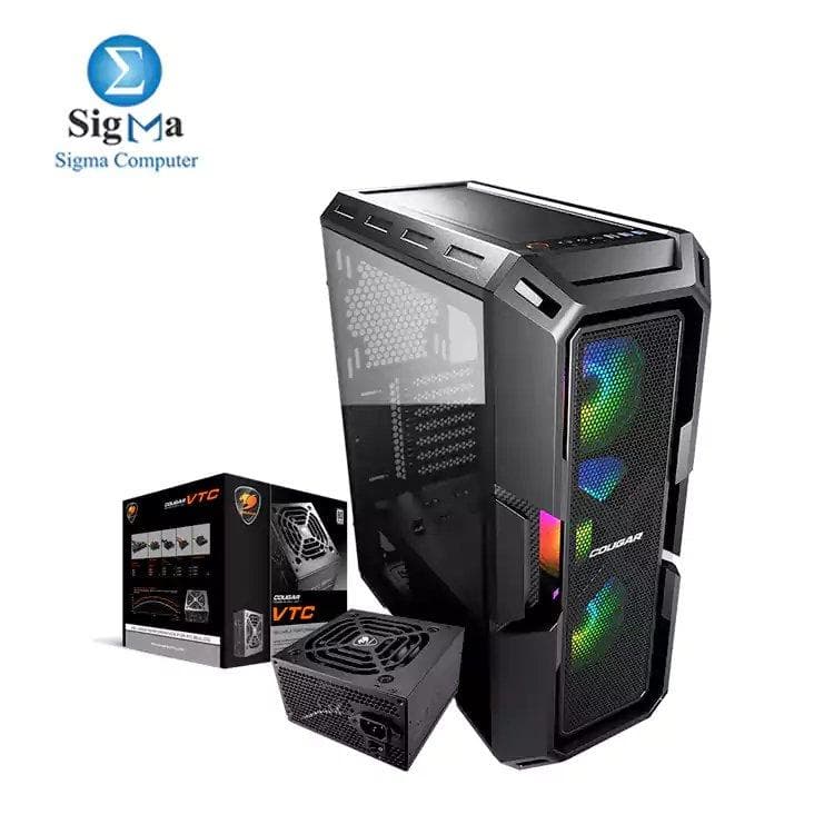 كيسة جيمنج COUGAR MX440-MESH RGB VTC 650W Mid Tower بزجاج مقوى - أسود